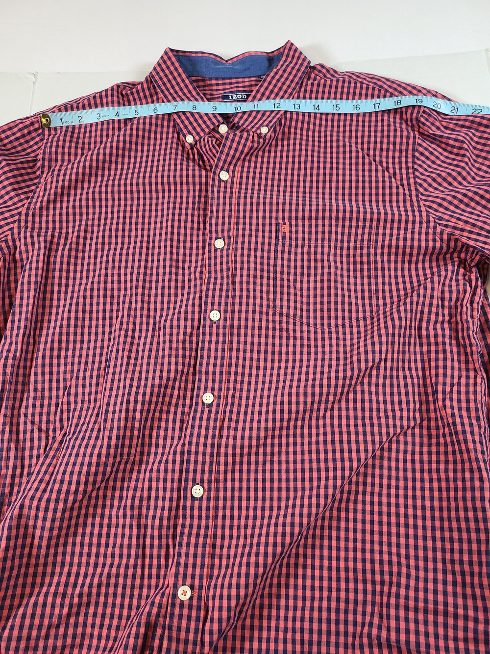 Izod Men's Slim Fit Red Check Long-Sleeve Button-Down Shirt One Pocket Logo XXL - Picture 4 of 13